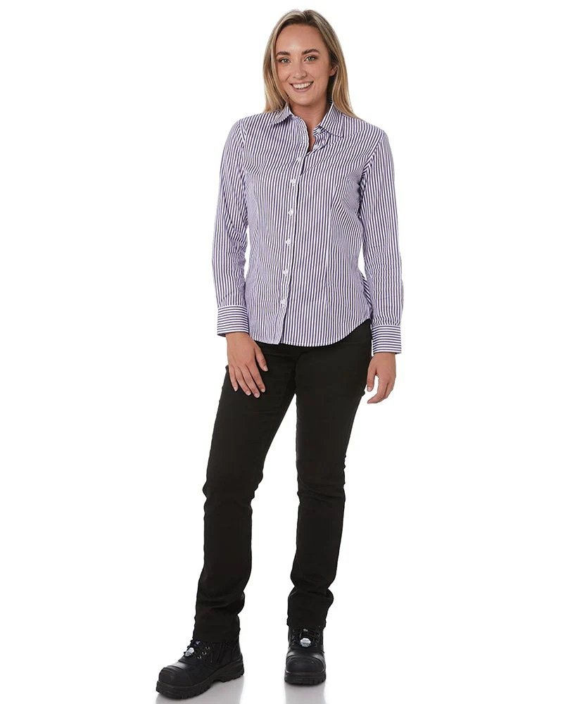 Ladies LS Shirt - Purple/White - Image 2