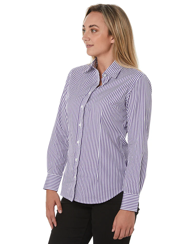 Ladies LS Shirt - Purple/White - Image 3