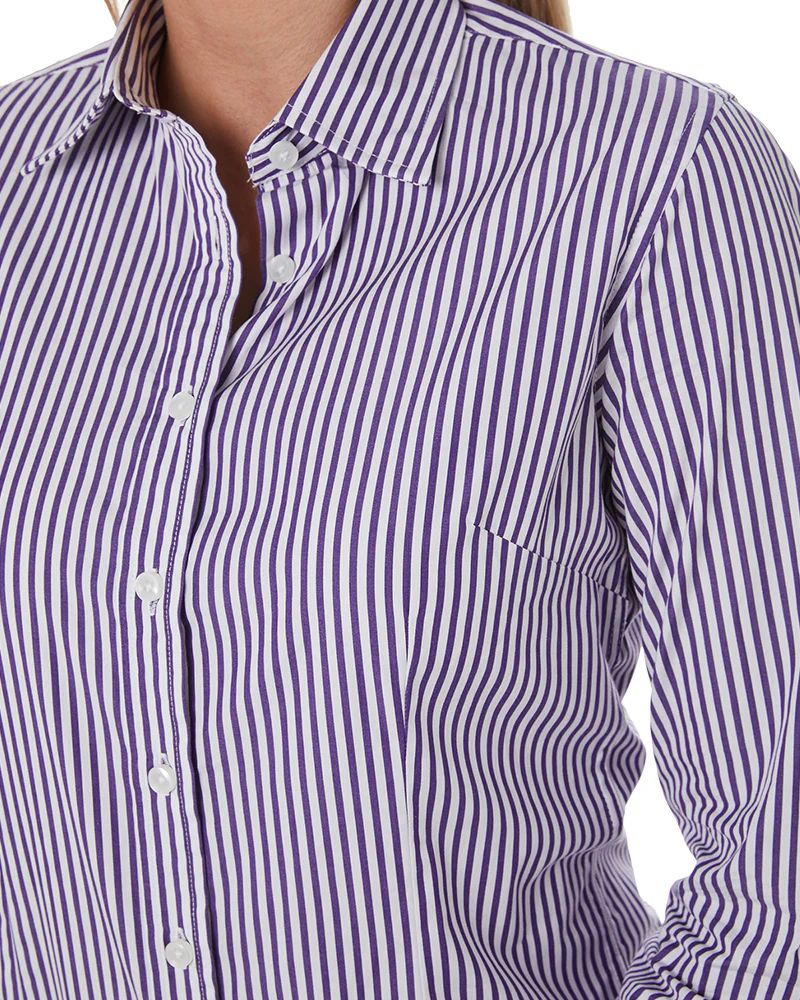 Ladies LS Shirt - Purple/White - Image 5