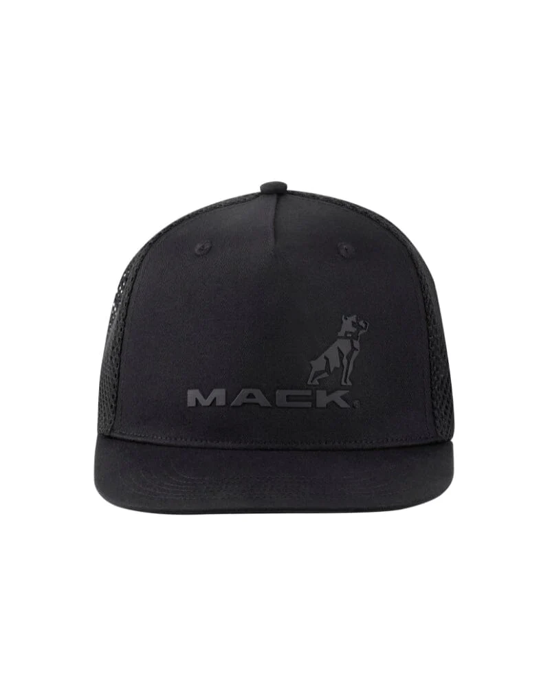 Tonal Flat Brim Dart Trucker Hat - Black - Image 2