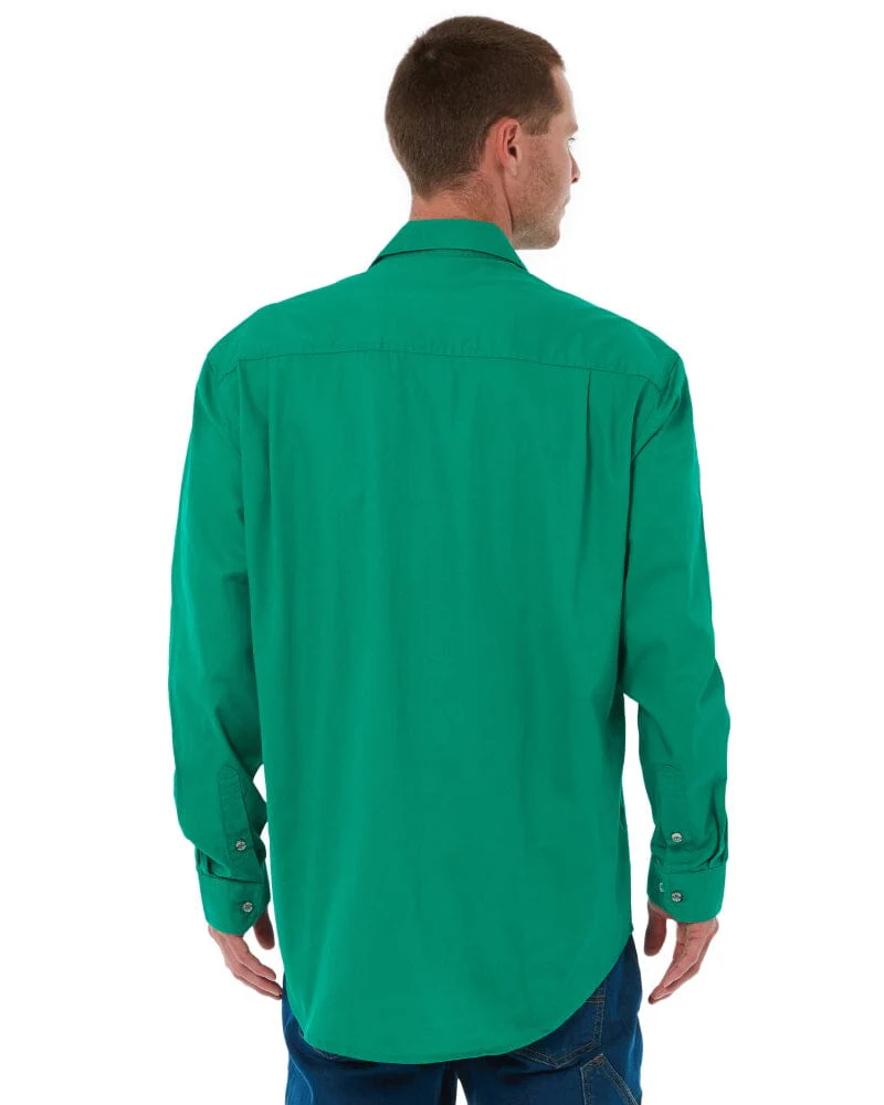 Closed Front Cotton Twill Shirt LS - Kelly Green - Image 4