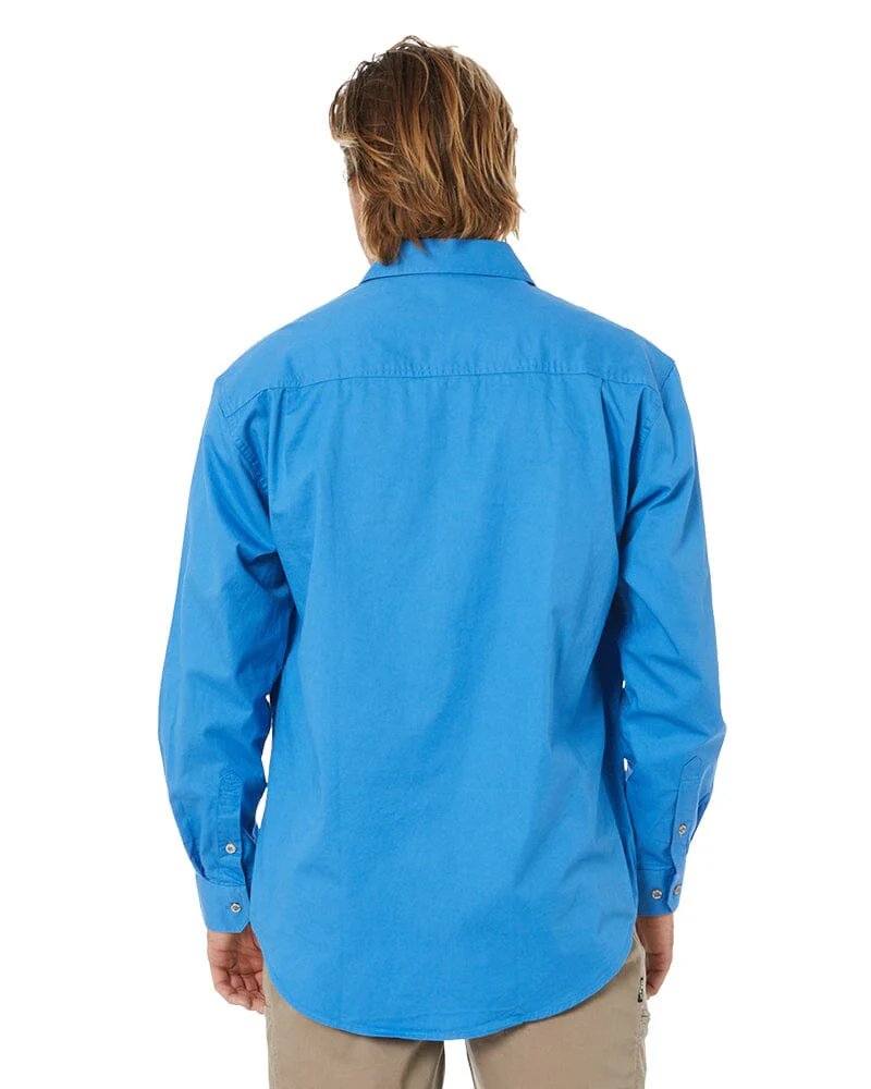 Closed Front Cotton Twill Shirt LS - Light Blue - Image 4