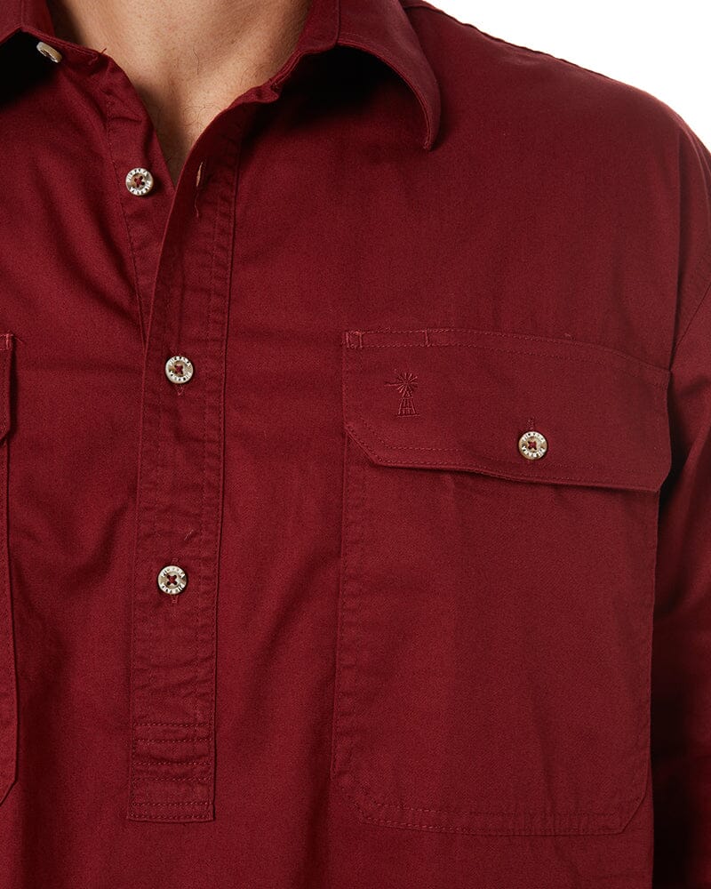 Closed Front Cotton Twill Shirt LS - Ochre - Image 5