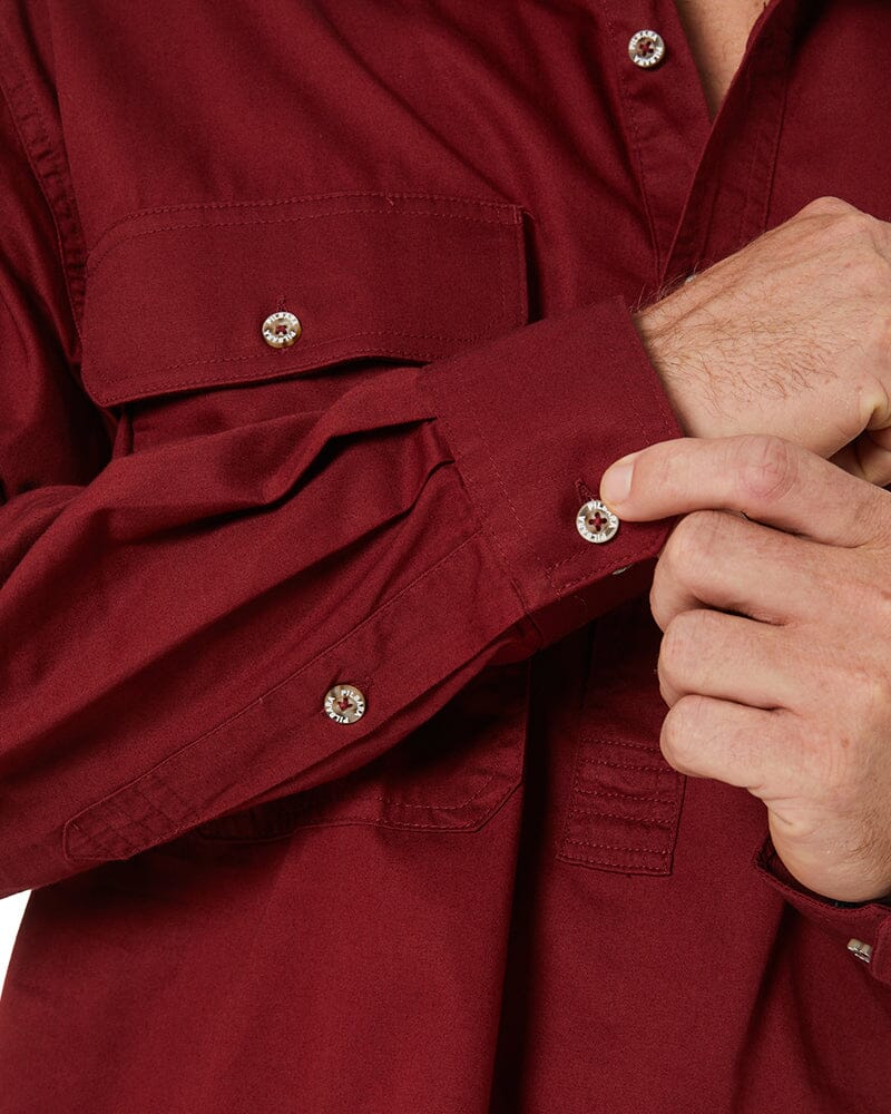 Closed Front Cotton Twill Shirt LS - Ochre - Image 6