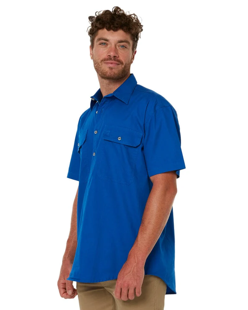 Closed Front SS Shirt - Cobalt - Image 3