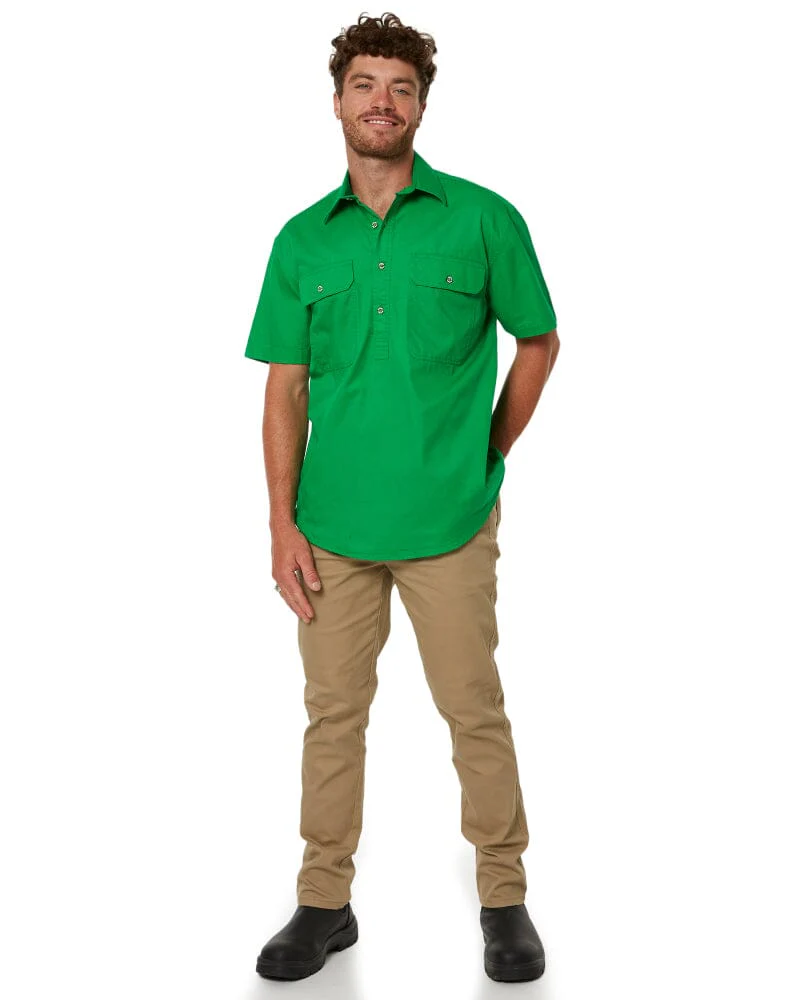 Closed Front SS Shirt - Emerald - Image 2