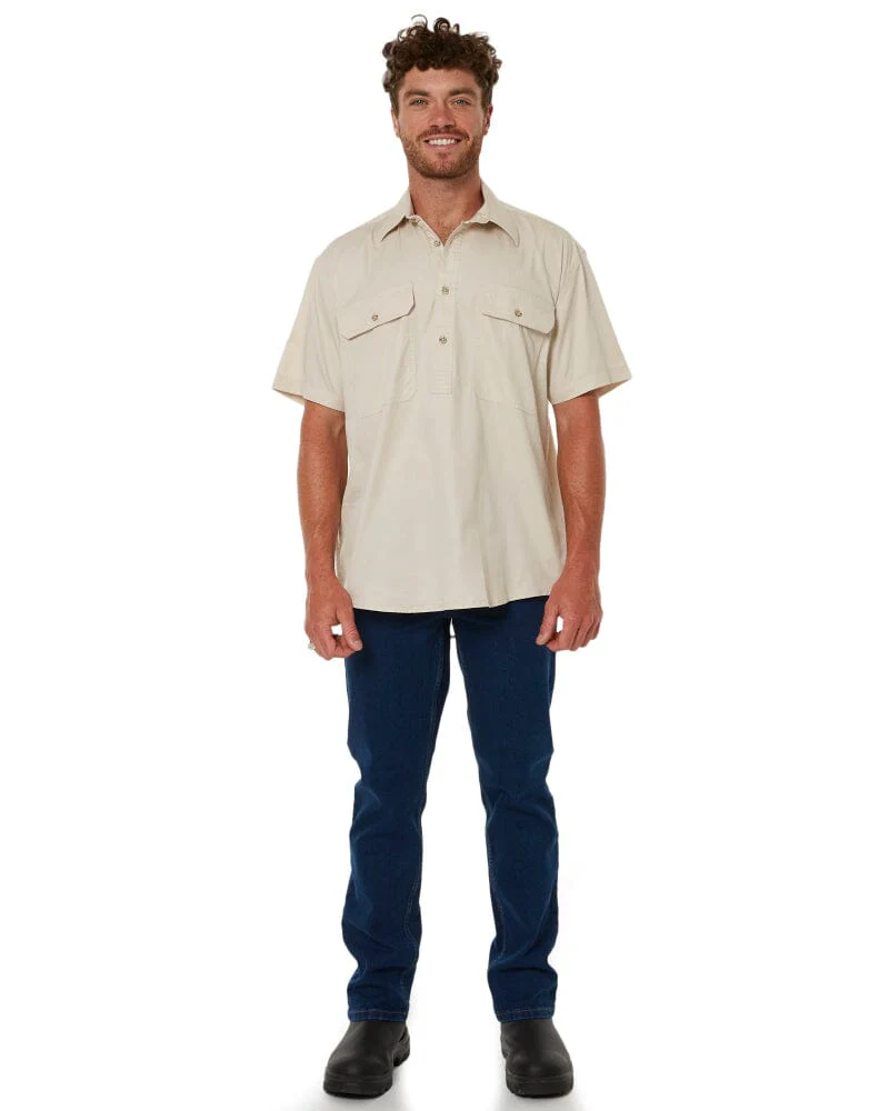 Closed Front SS Shirt - Stone - Image 2