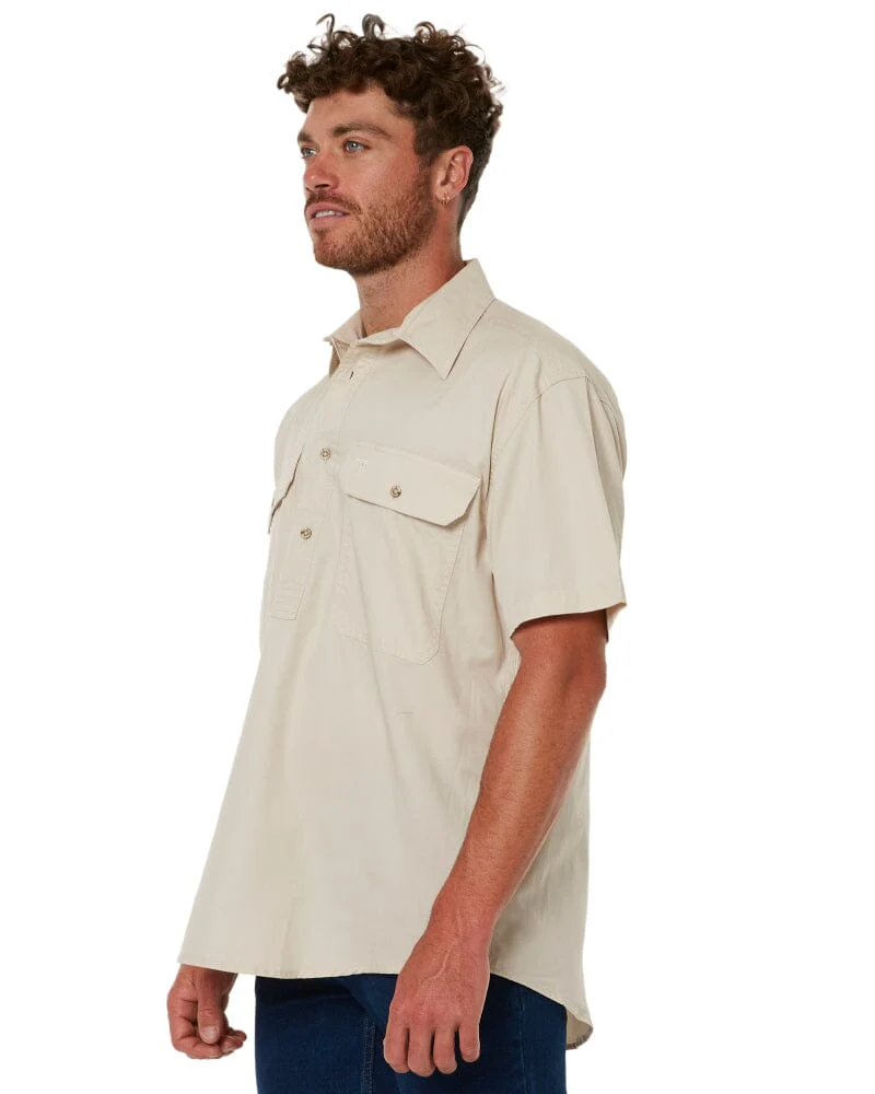 Closed Front SS Shirt - Stone - Image 3