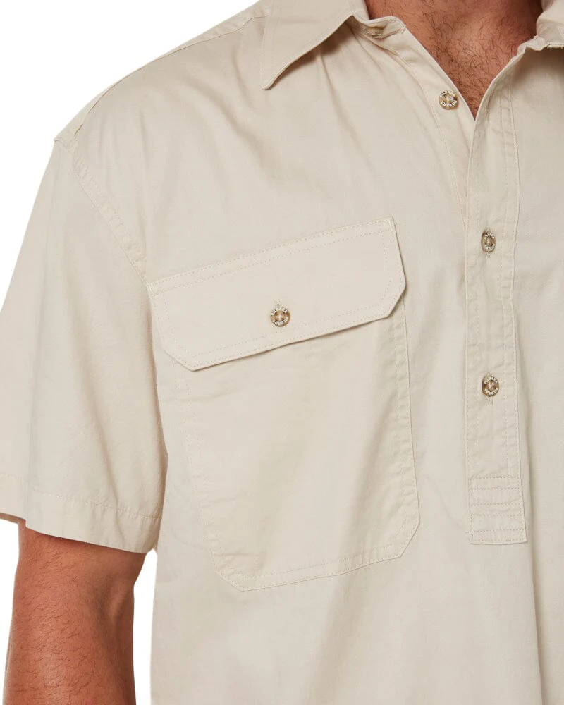 Closed Front SS Shirt - Stone - Image 5