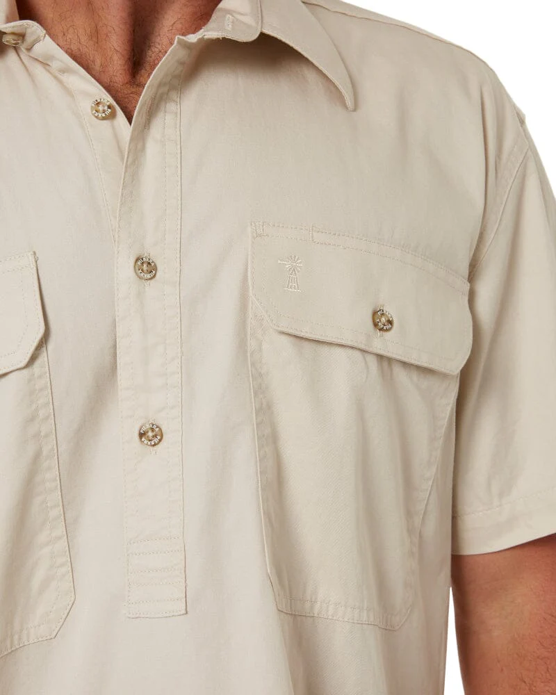 Closed Front SS Shirt - Stone - Image 6