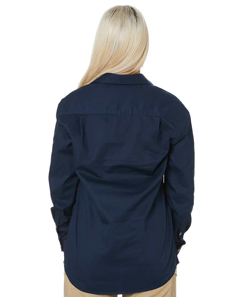 Ladies Closed Front Shirt LS - French Navy - Image 4