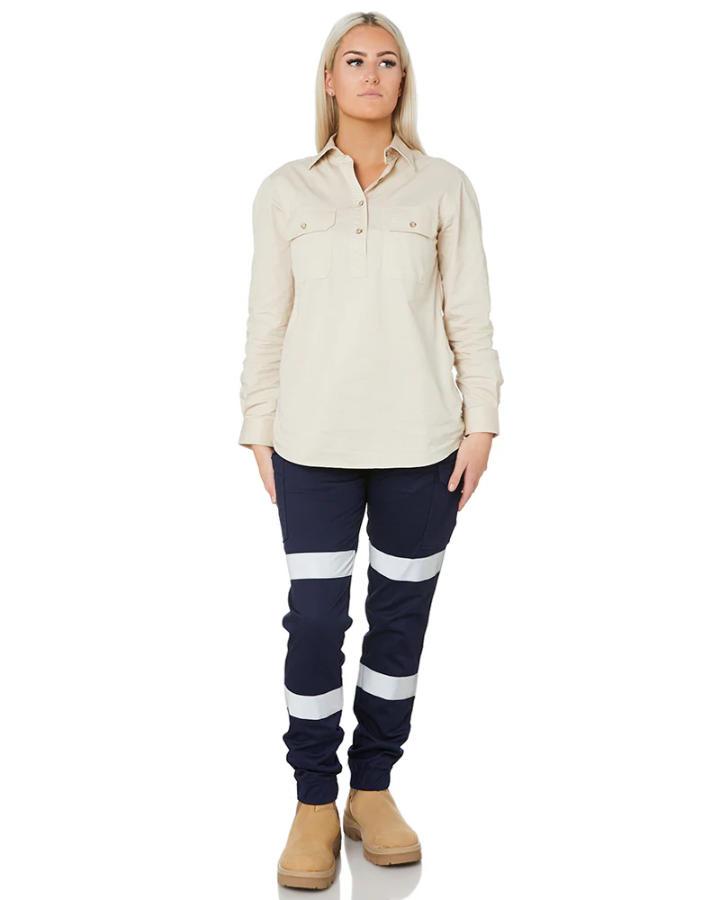 Ladies Closed Front Shirt LS - Stone - Image 2