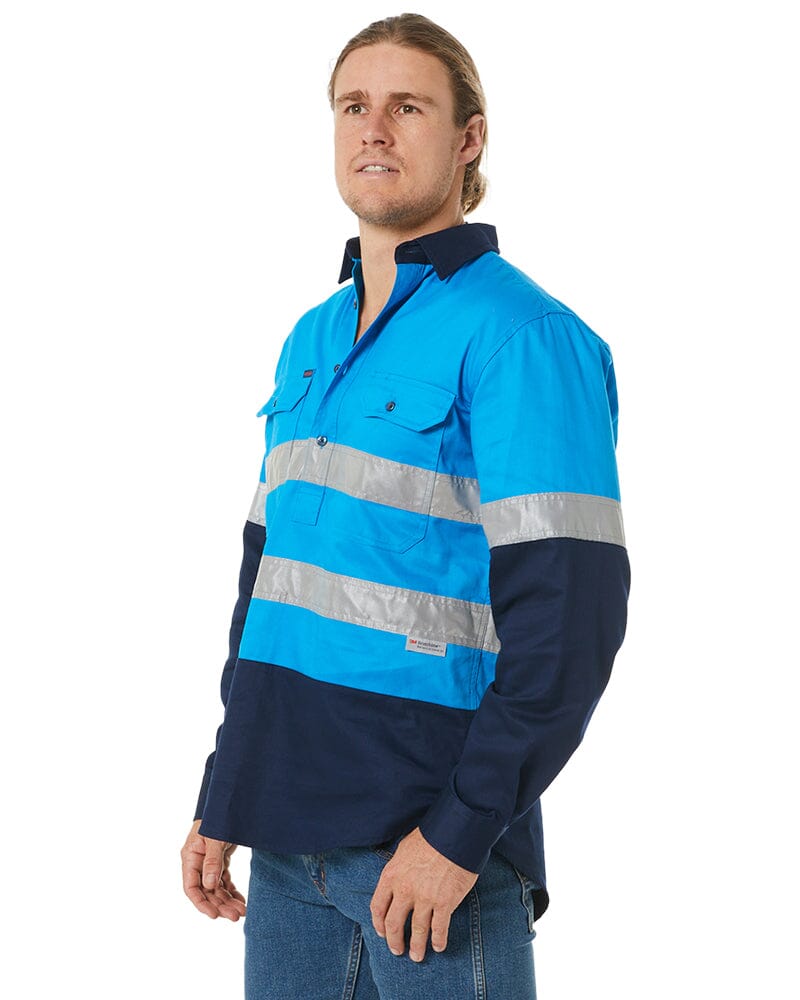 Closed Front LS Taped Shirt - Blue - Image 3