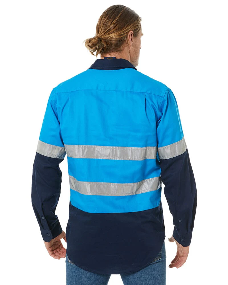 Closed Front LS Taped Shirt - Blue - Image 4