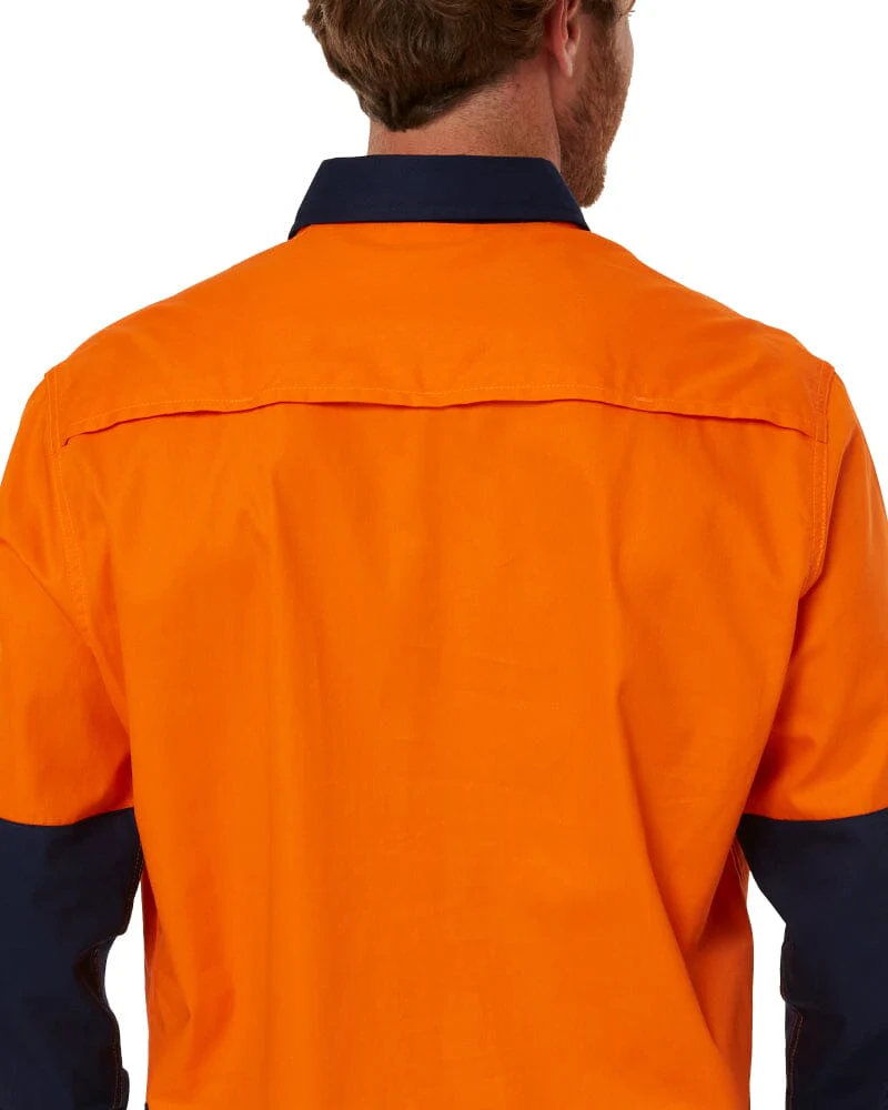 Vented Closed Front Lightweight LS Shirt - Orange/Navy - Image 5