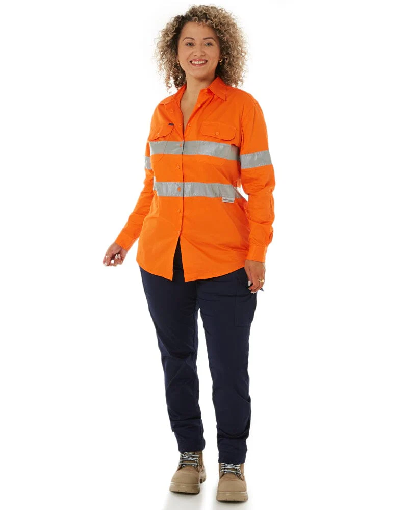 Womens Vented Lightweight Open Front Shirt - Orange - Image 2
