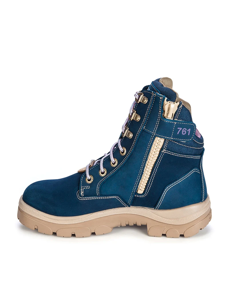 Ladies Southern Cross Lace Up Ankle Boot with Zip - Blue - Image 2