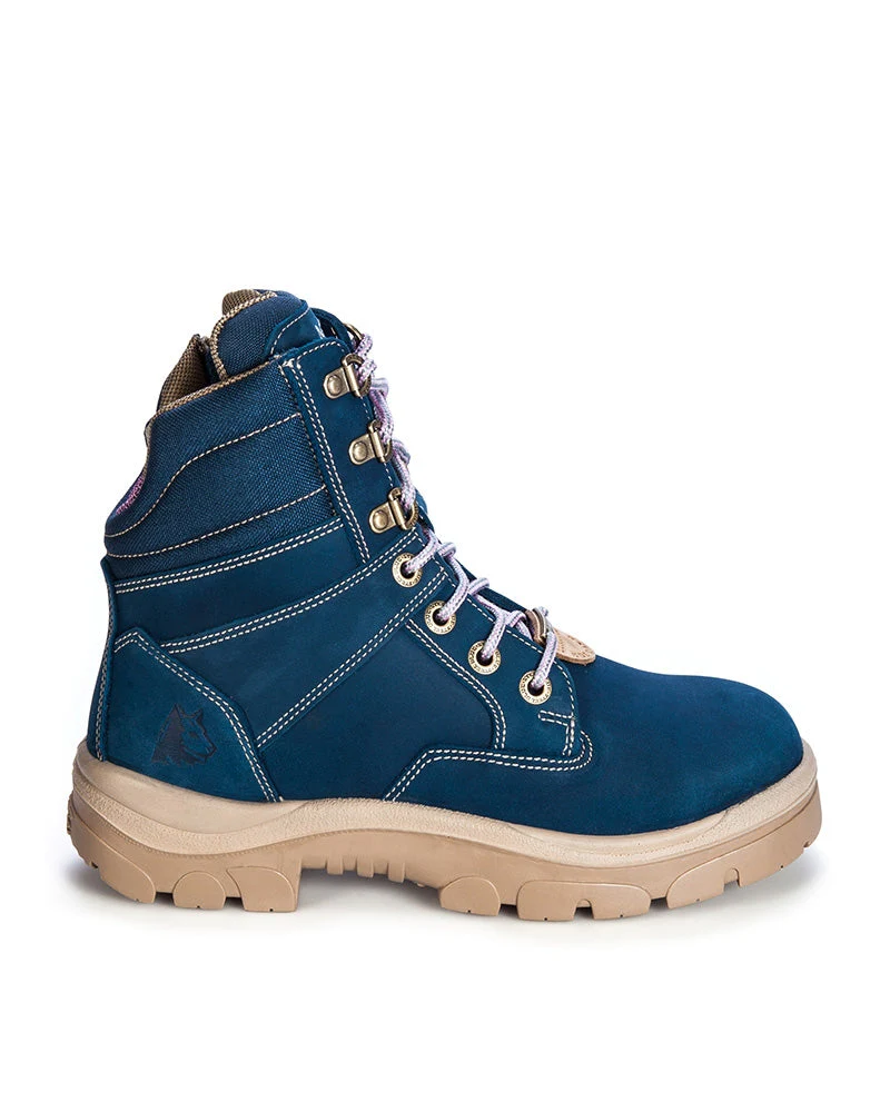 Ladies Southern Cross Lace Up Ankle Boot with Zip - Blue - Image 4