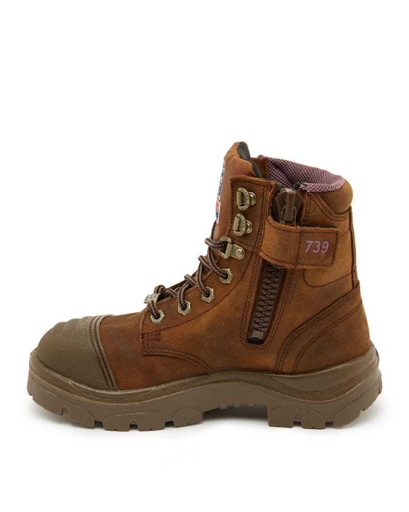 Ladies Argyle Zip Scuff Cap Waterproof Safety Boot - Distressed Brown - Image 2