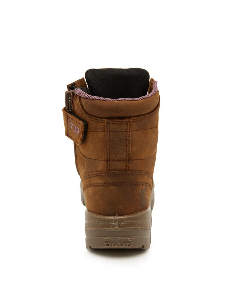 Ladies Argyle Zip Scuff Cap Waterproof Safety Boot - Distressed Brown - Image 3