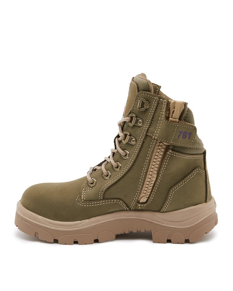 Ladies Southern Cross Lace Up Ankle Boot with Zip - Khaki - Image 2