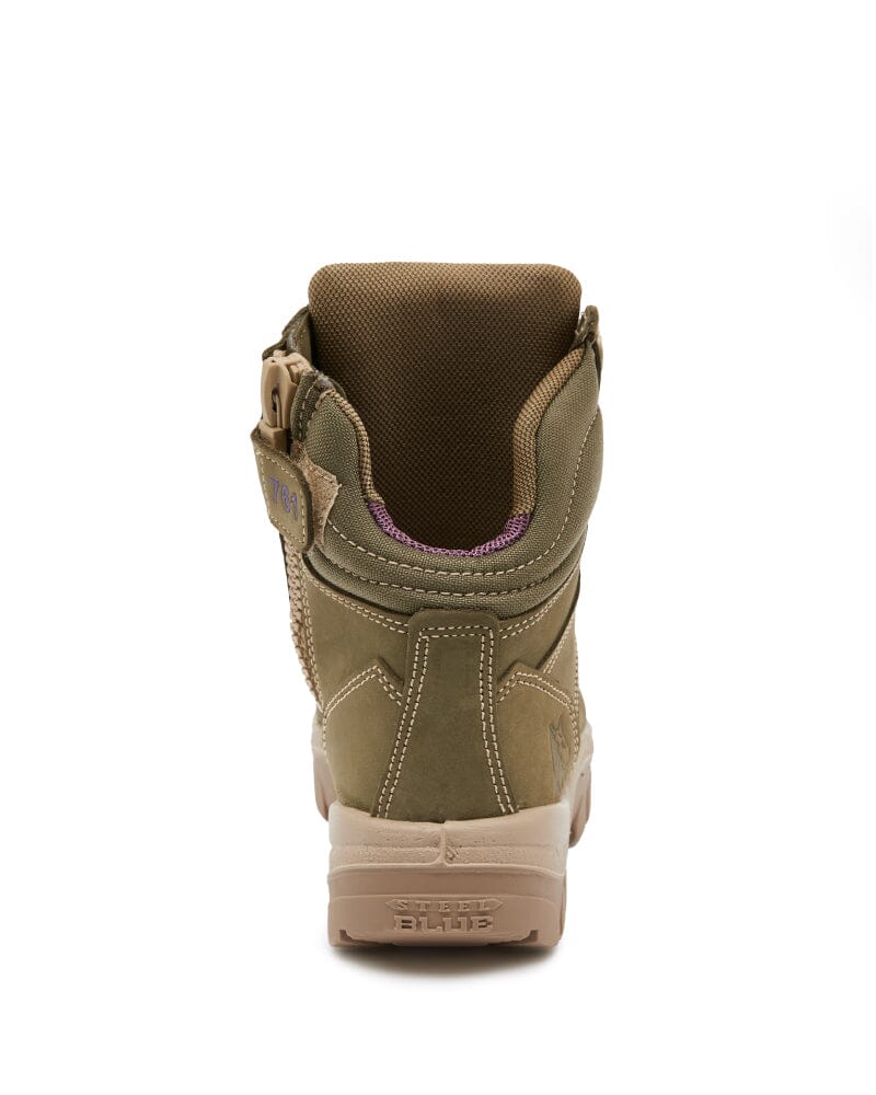 Ladies Southern Cross Lace Up Ankle Boot with Zip - Khaki - Image 3