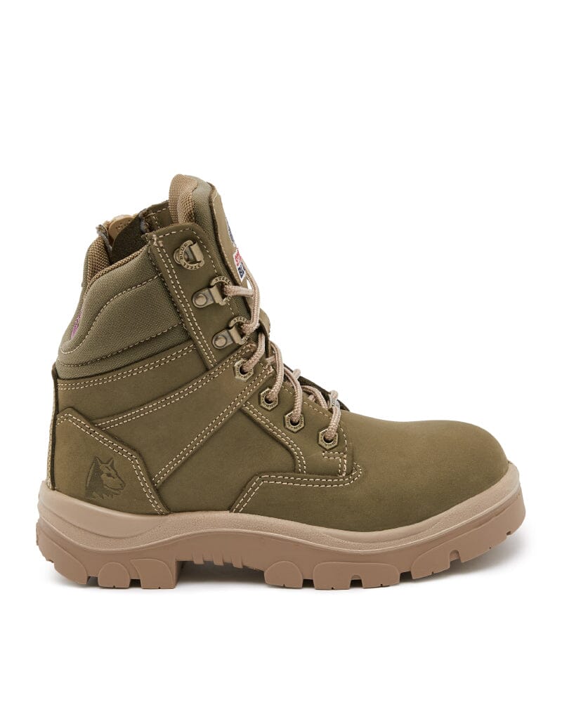 Ladies Southern Cross Lace Up Ankle Boot with Zip - Khaki - Image 4
