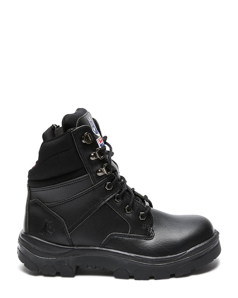 Ladies Vegan Southern Cross Lace Up Ankle Boot with Zip - Black - Image 3