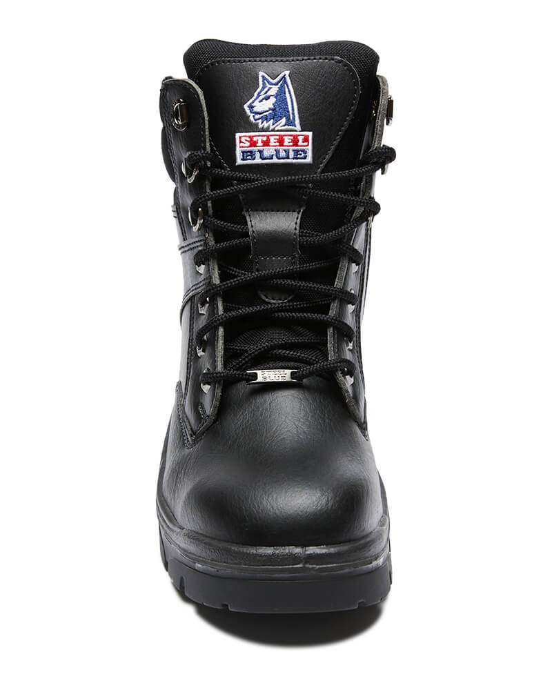 Ladies Vegan Southern Cross Lace Up Ankle Boot with Zip - Black - Image 4
