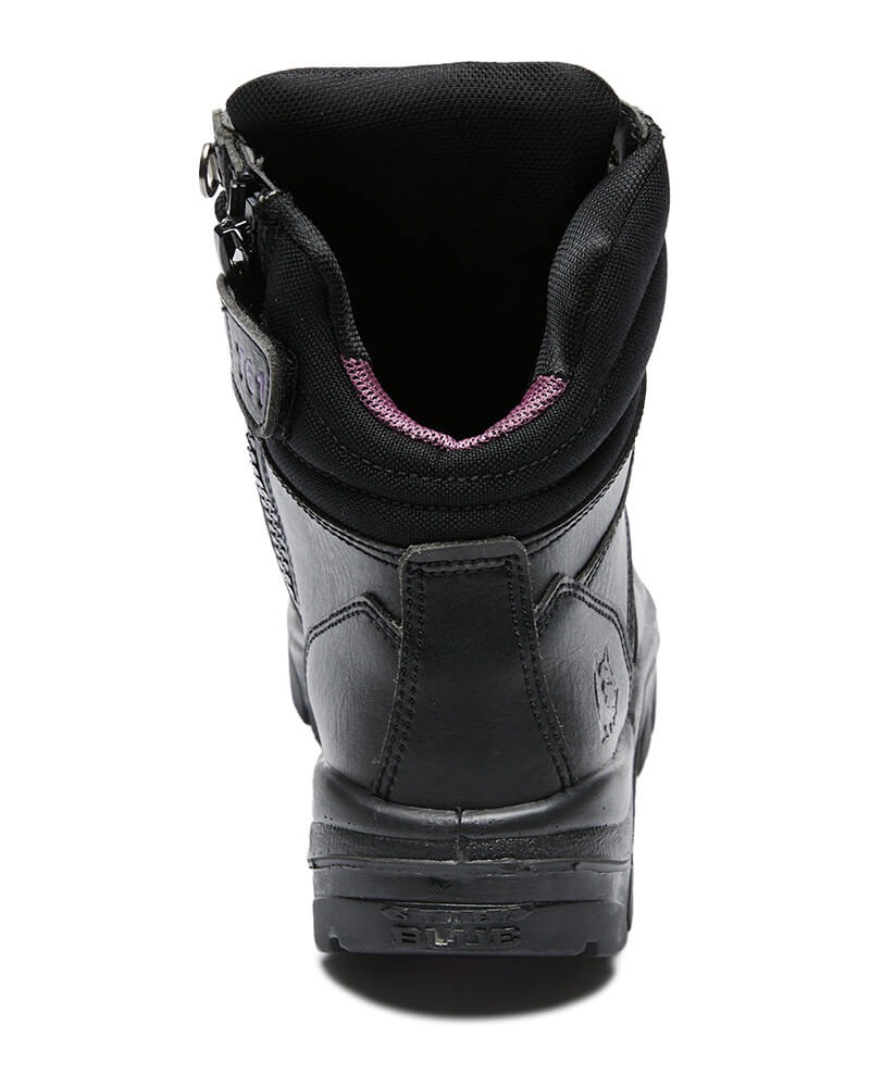 Ladies Vegan Southern Cross Lace Up Ankle Boot with Zip - Black - Image 5