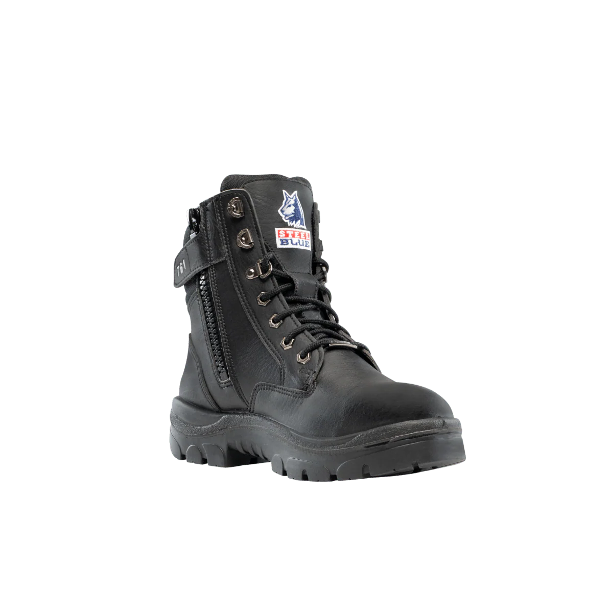 Ladies Vegan Southern Cross Lace Up Ankle Boot with Zip - Black - Image 7
