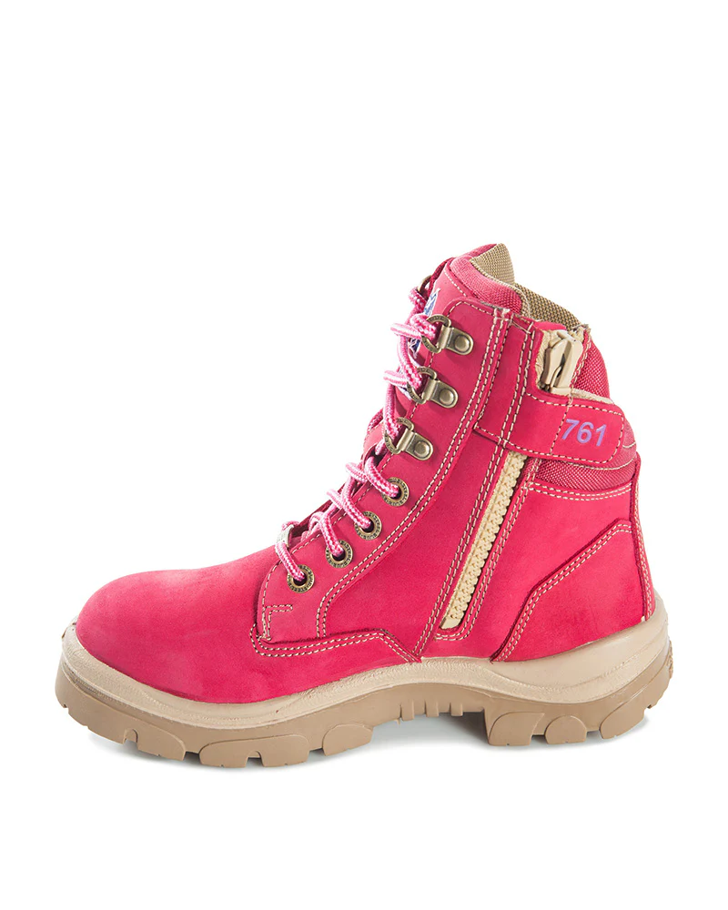 Ladies Southern Cross Lace Up Ankle Boot with Zip - Pink - Image 3
