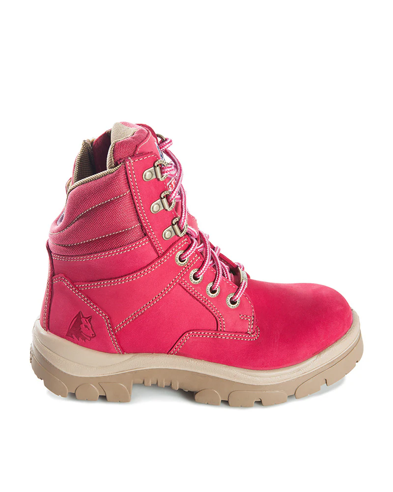 Ladies Southern Cross Lace Up Ankle Boot with Zip - Pink - Image 5