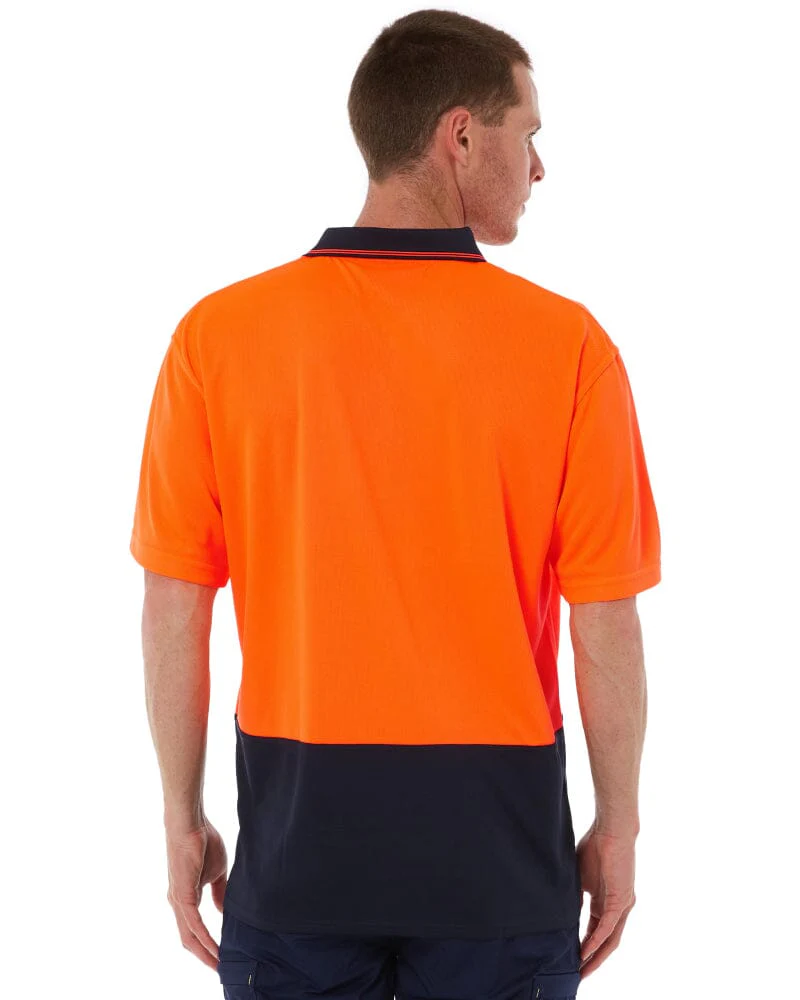 Hi Vis Basic Short Sleeve Polo - Orange/Navy - Image 4