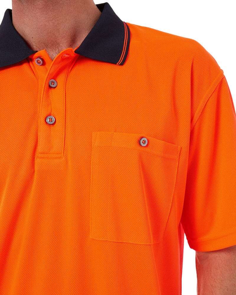 Hi Vis Basic Short Sleeve Polo - Orange/Navy - Image 5