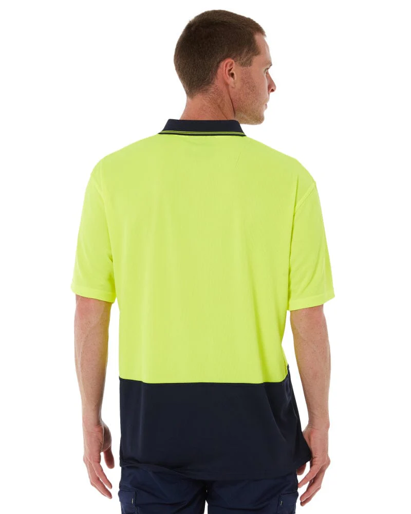 Hi Vis Basic Short Sleeve Polo - Yellow/Navy - Image 4