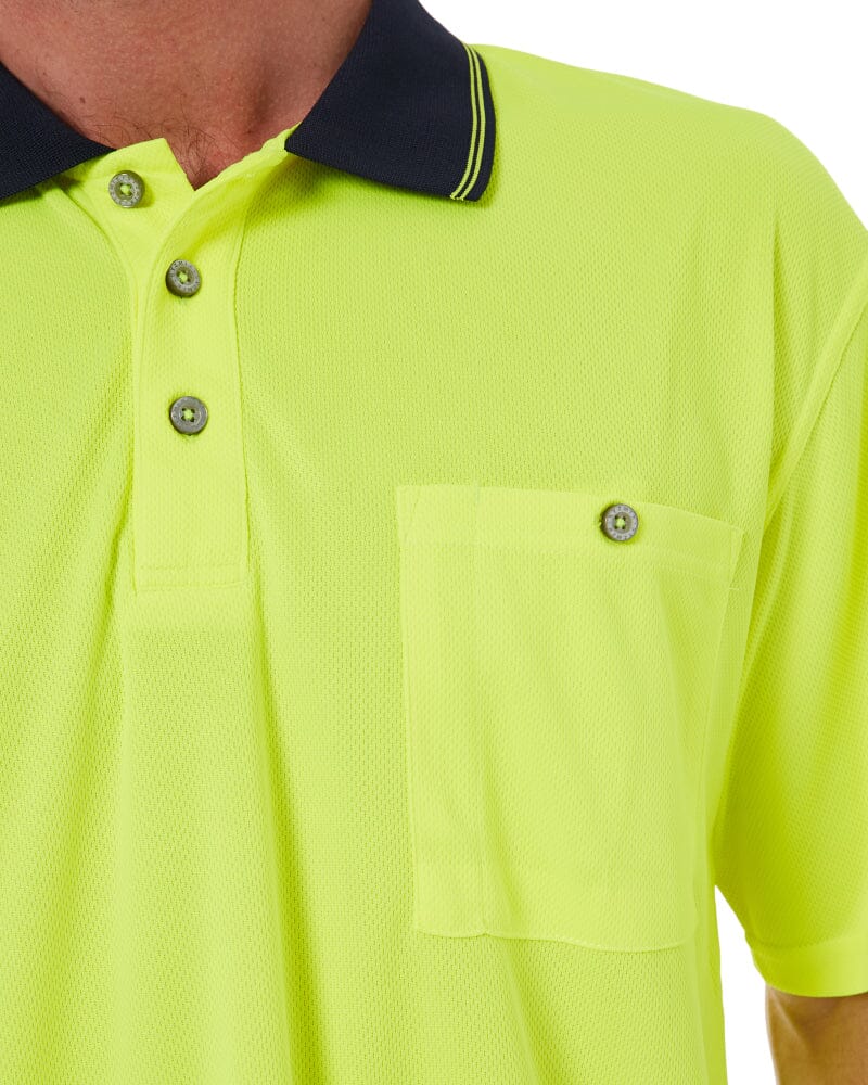 Hi Vis Basic Short Sleeve Polo - Yellow/Navy - Image 5