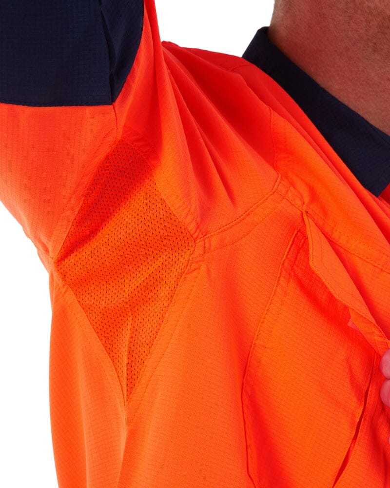 Hi Vis Outdoor Long Sleeve Shirt - Orange/Navy - Image 11