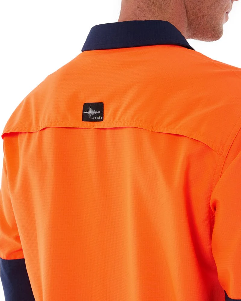 Hi Vis Outdoor Long Sleeve Shirt - Orange/Navy - Image 5