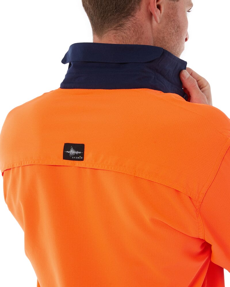 Hi Vis Outdoor Long Sleeve Shirt - Orange/Navy - Image 6