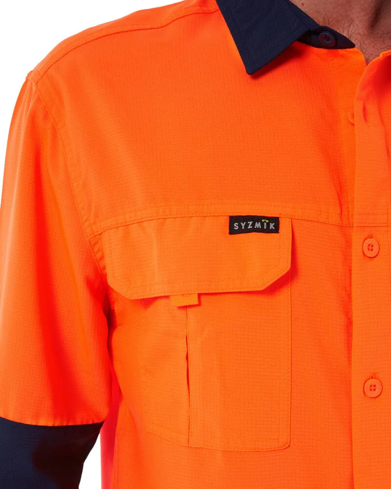 Hi Vis Outdoor Long Sleeve Shirt - Orange/Navy - Image 9