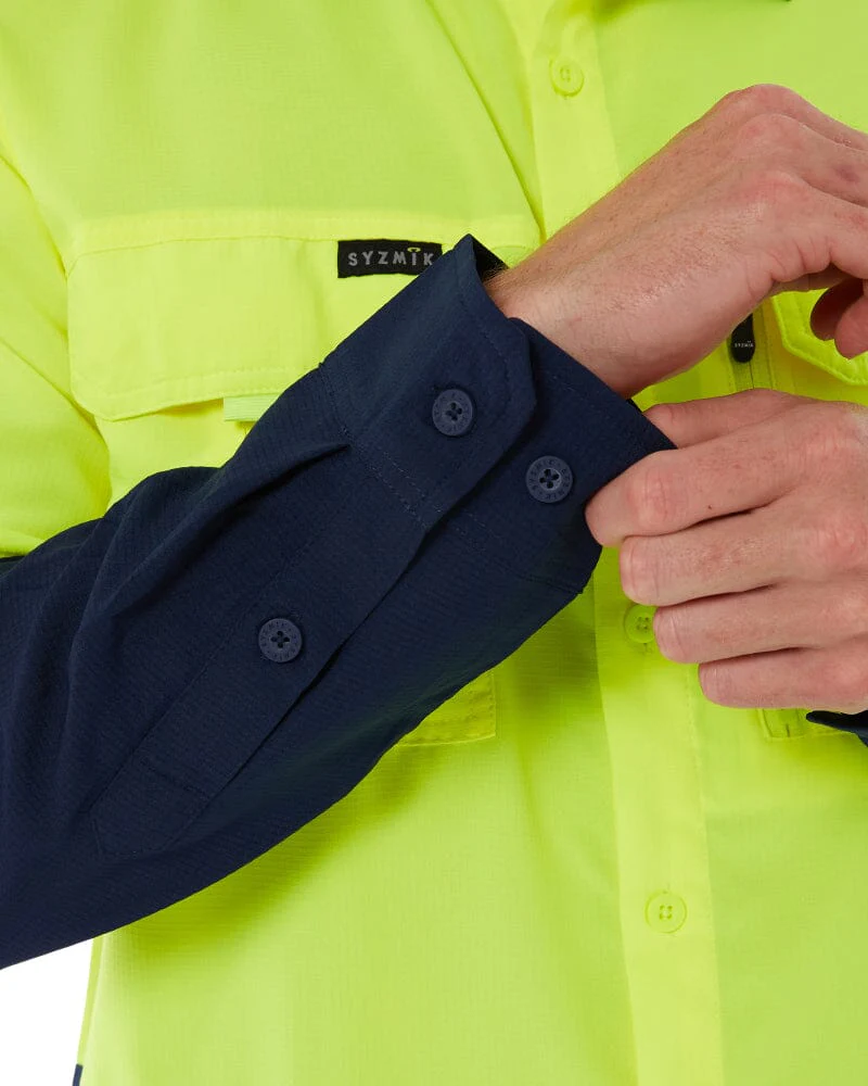 Hi Vis Outdoor Long Sleeve Shirt - Yellow/Navy - Image 10