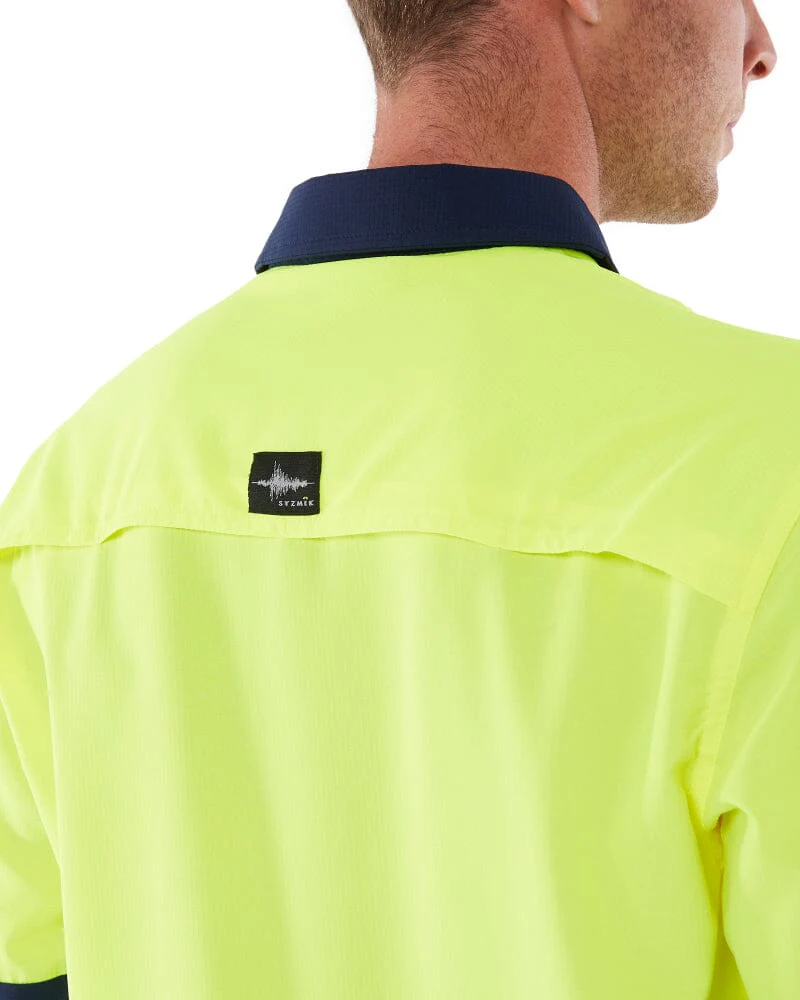 Hi Vis Outdoor Long Sleeve Shirt - Yellow/Navy - Image 5