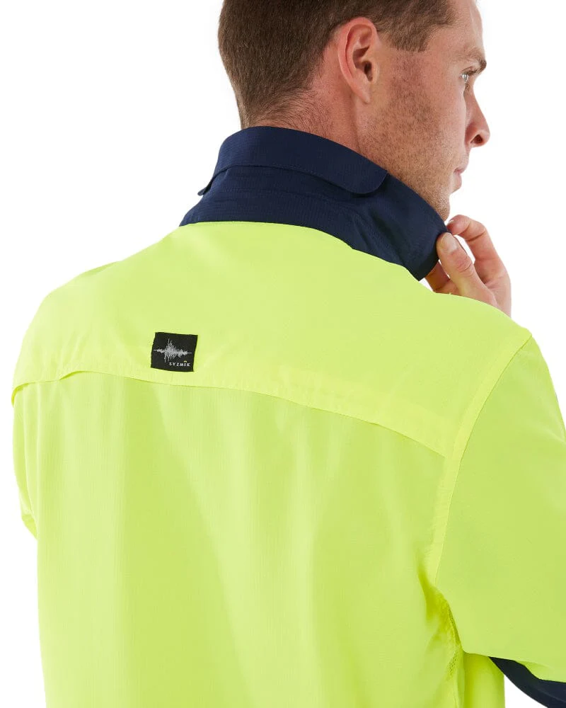 Hi Vis Outdoor Long Sleeve Shirt - Yellow/Navy - Image 6