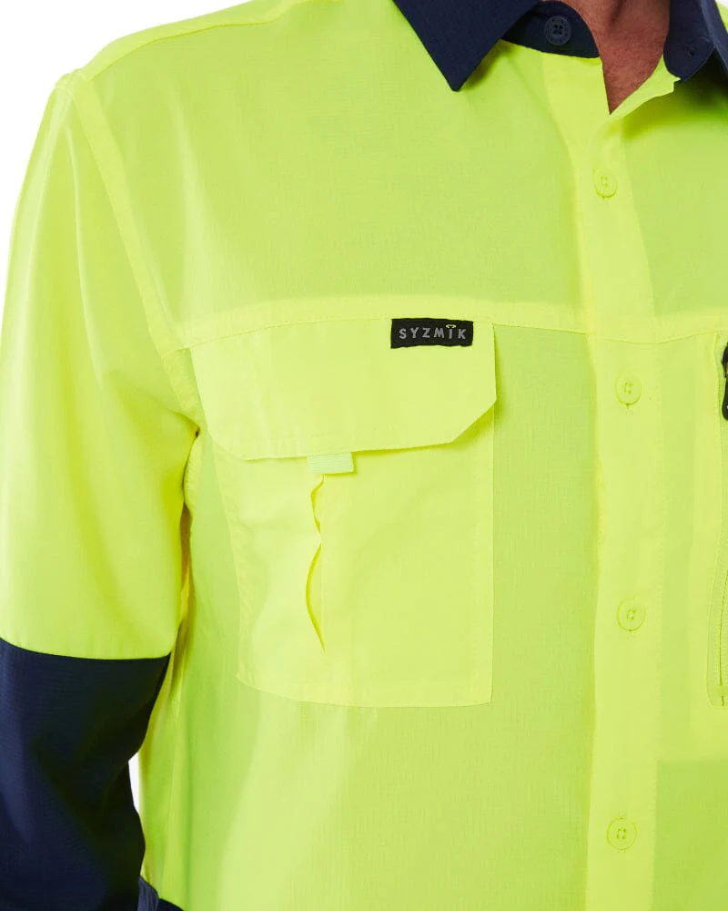 Hi Vis Outdoor Long Sleeve Shirt - Yellow/Navy - Image 9