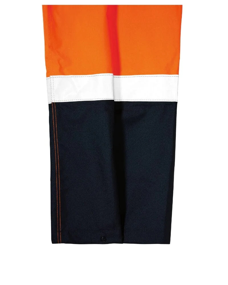 Taped Two Tone Hi Vis Rain Shell Pant - Orange/Navy - Image 3