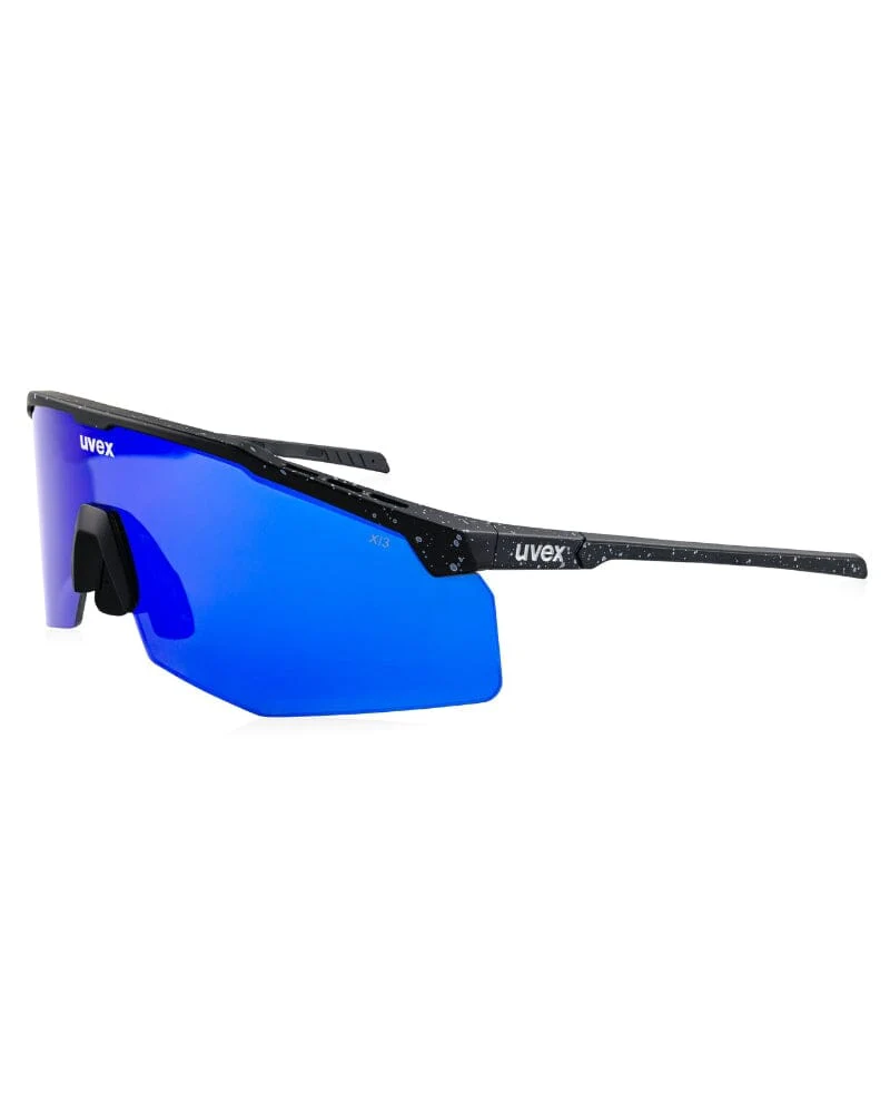 Apex Safety Glasses Black White Frame - Blue Mirror