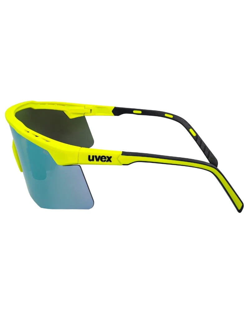 Apex Safety Glasses Hi Vis Yellow Frame - Purple Mirror - Image 2