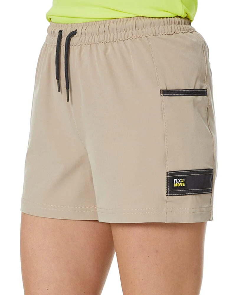 Womens Flex and Move 4-Way Stretch Elastic Waist Short - Stone - Image 3