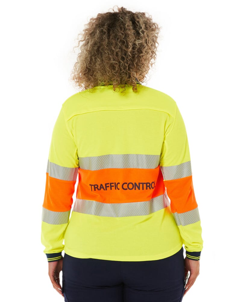 Womens Traffic Control LS Taped Polo Shirt - Orange - Image 4